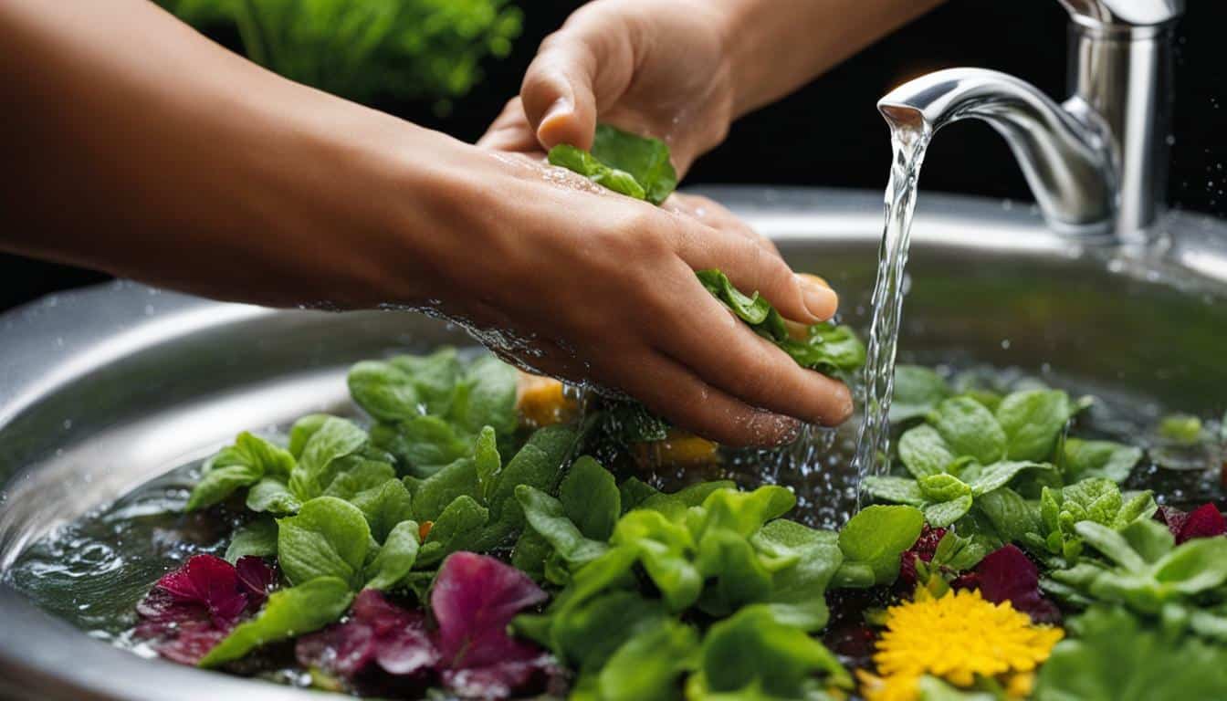 Higienização das plantas comestíveis