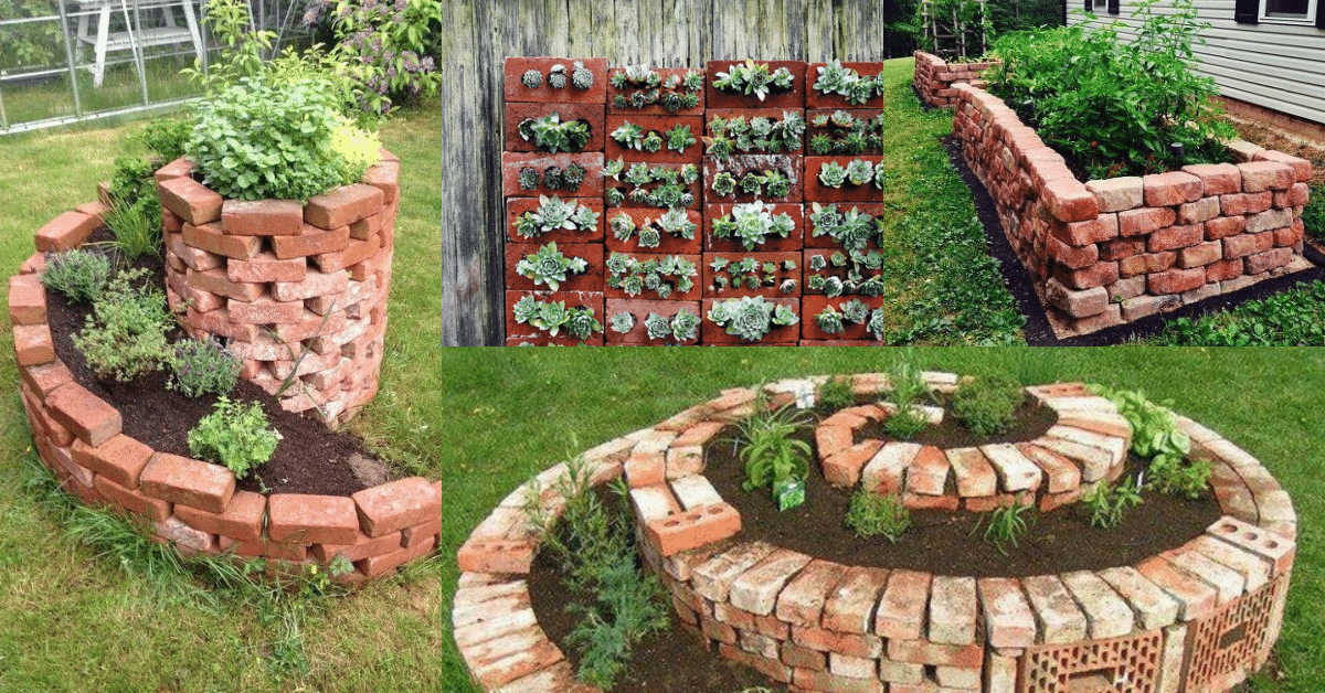 decoracao de jardim com tijolos