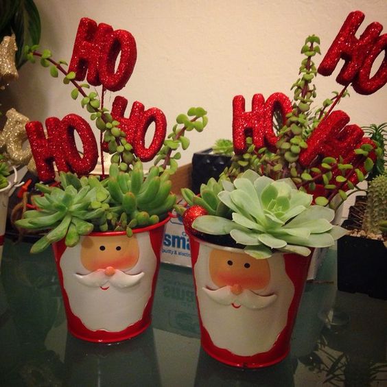 decoracao de natal feita com vasos 10