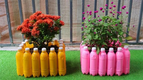 decorar o jardim com garrafas plasticas 2