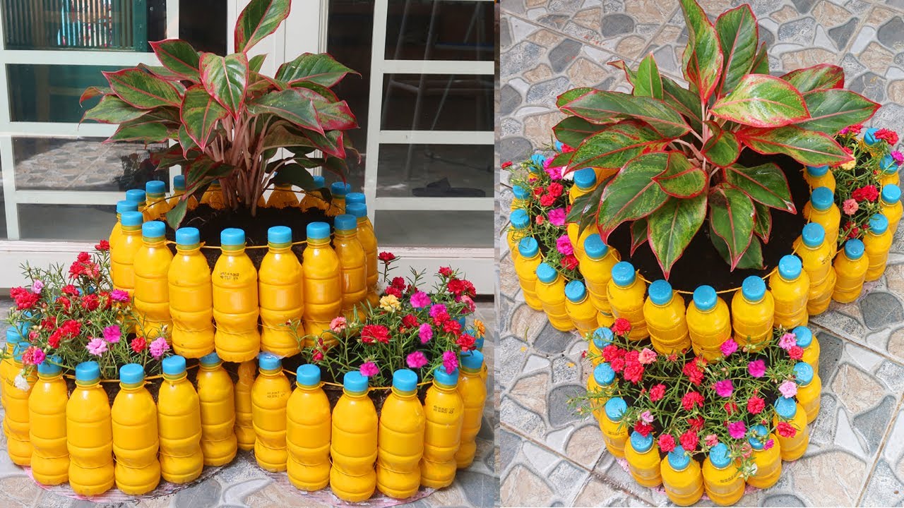 decorar o jardim com garrafas plasticas