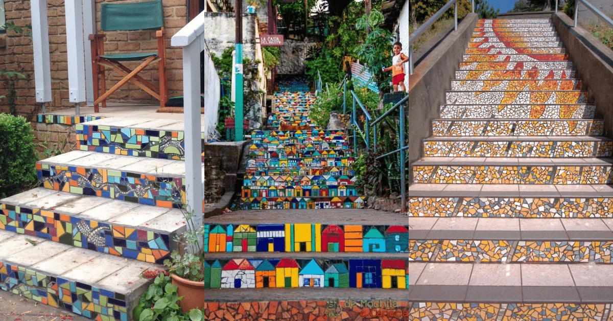 escadas decoradas com mosaicos
